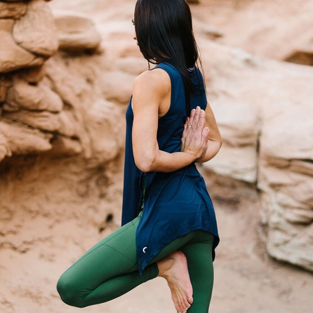 ZYIA Active Dark Teal Long Side Slit Tank Top Size XS